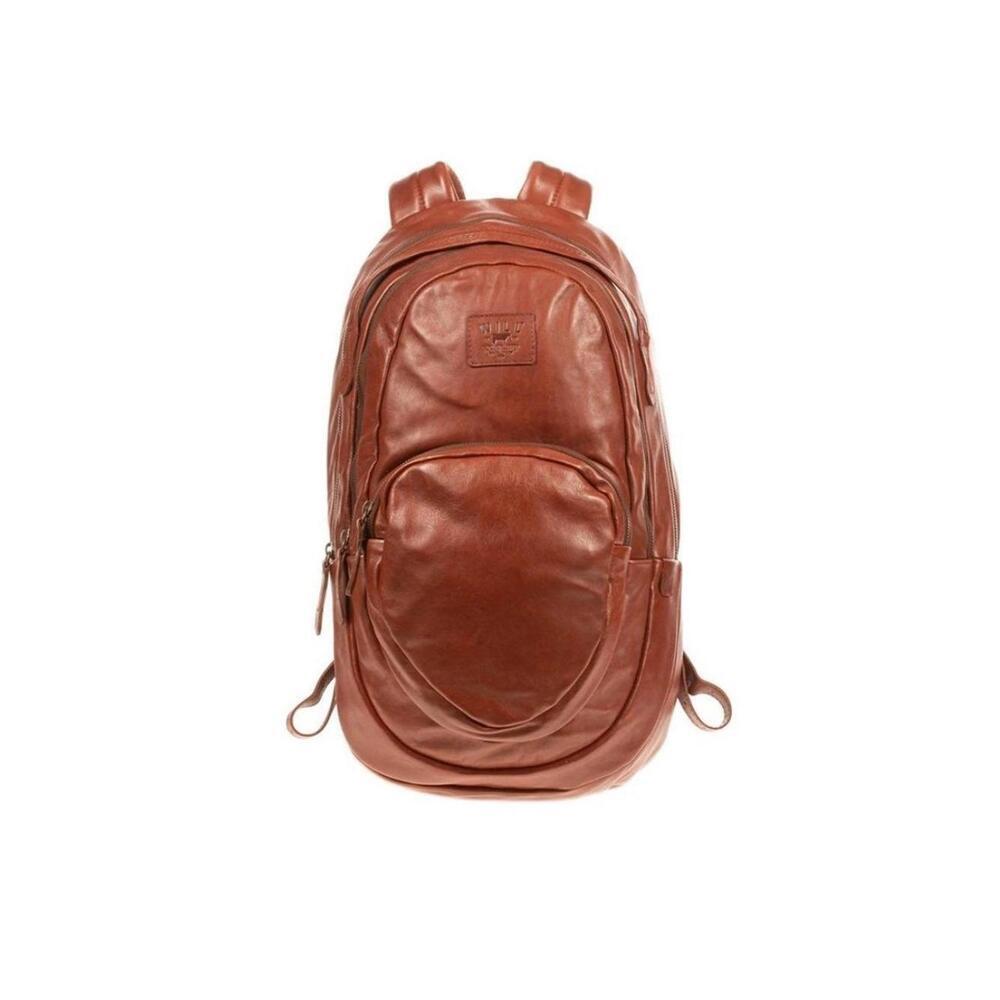 WILL LEATHER GOODS All Weather Rust Brown Leather Backpack Laptop Pocket